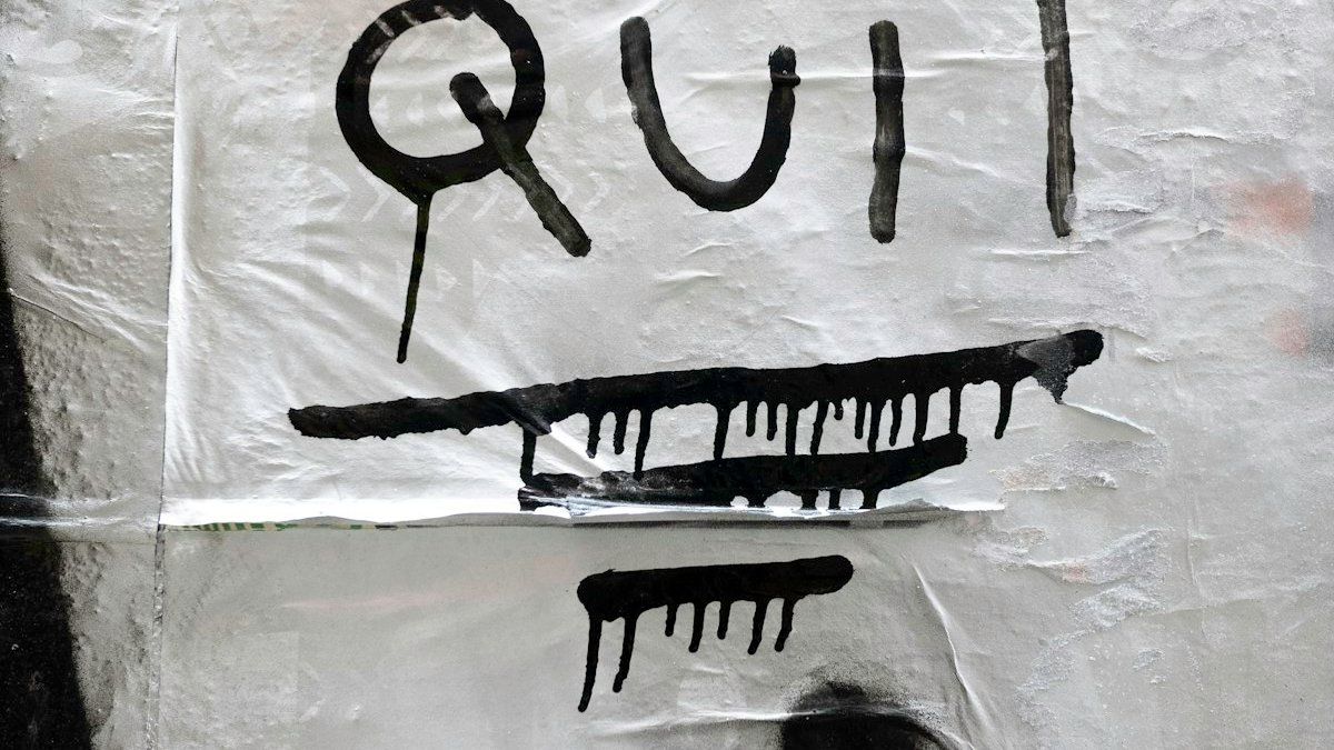 The word "quit" is spray-painted on a wall. — a Sleep Finally guide to What Quitting Won't Fix: Honest Limits.