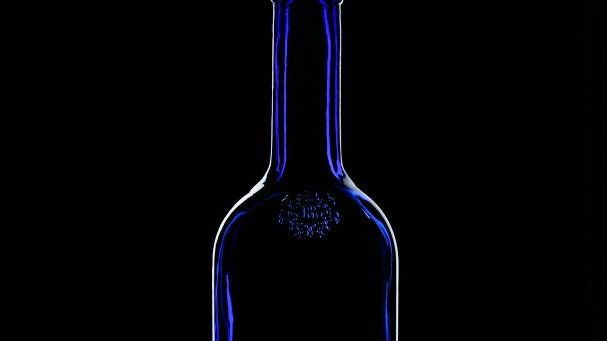 a blue glass bottle sitting on top of a table — a Sleep, Finally guide to Why Drunk Sleep Never Feels Restful (The Real Reason)